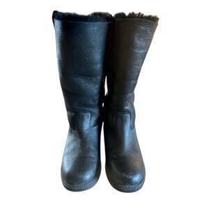 Santana Canada Black Leather Tall Winter Boots – Shearling Lined – Women’s 6.5